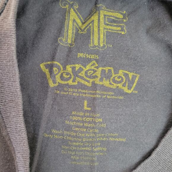 MF Presents Pikachu Pokémon Gray T-Shirt 2012 Vintage Made in Mexico Size L - Picture 3 of 4